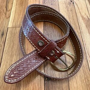 Cabela’s Brown Leather Belt with Solid Brass Buckle